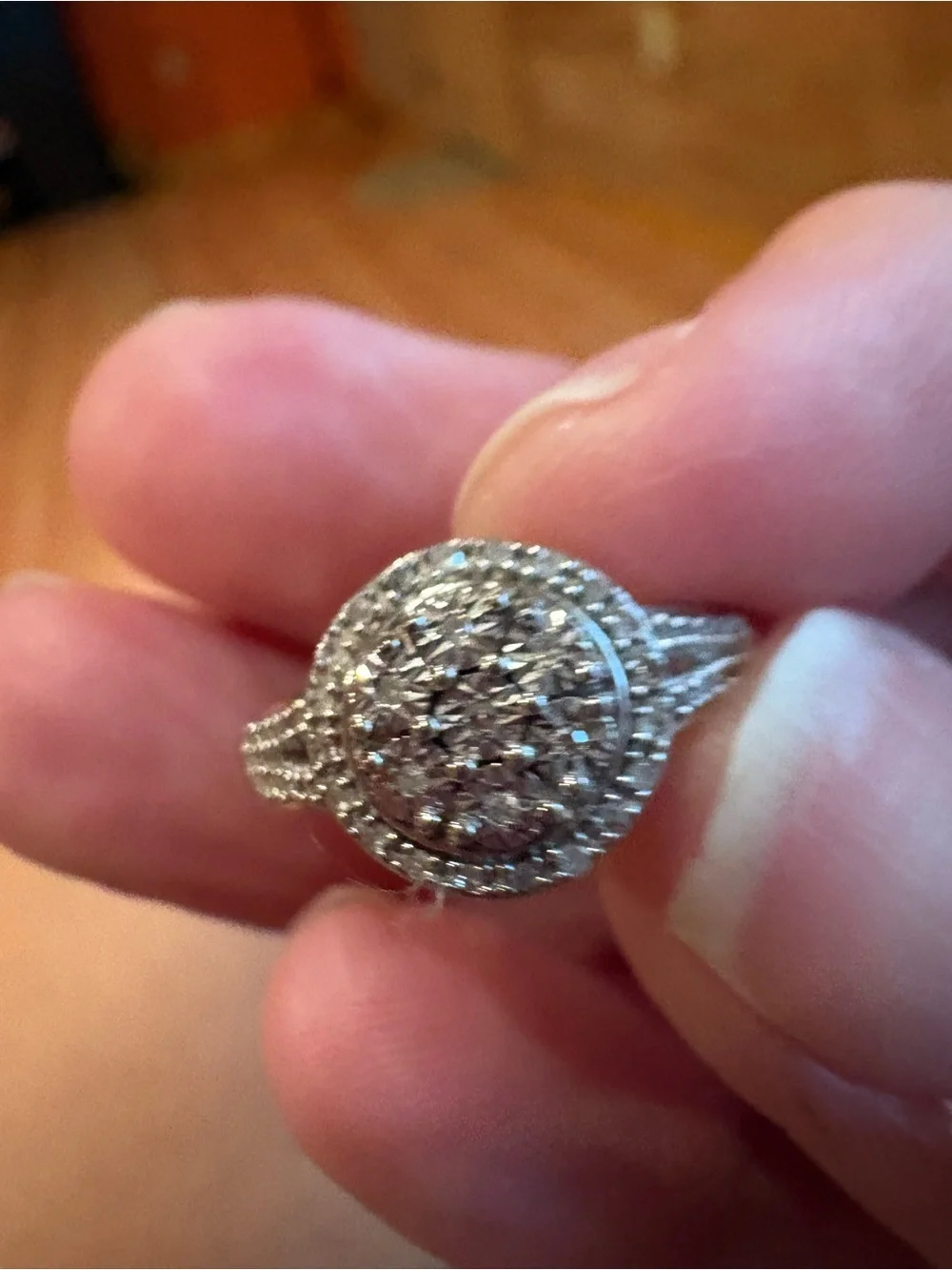 925 Sterling Silver Halo Diamond Cluster Ring REAL DIAMONDS 💎